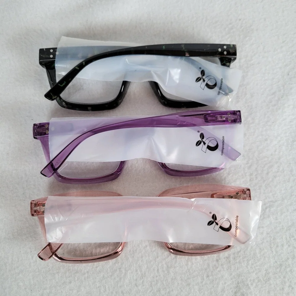 Hummingbird Womens Readers Square Glasses Santa Fe Blue Light +2.50 Purple Set